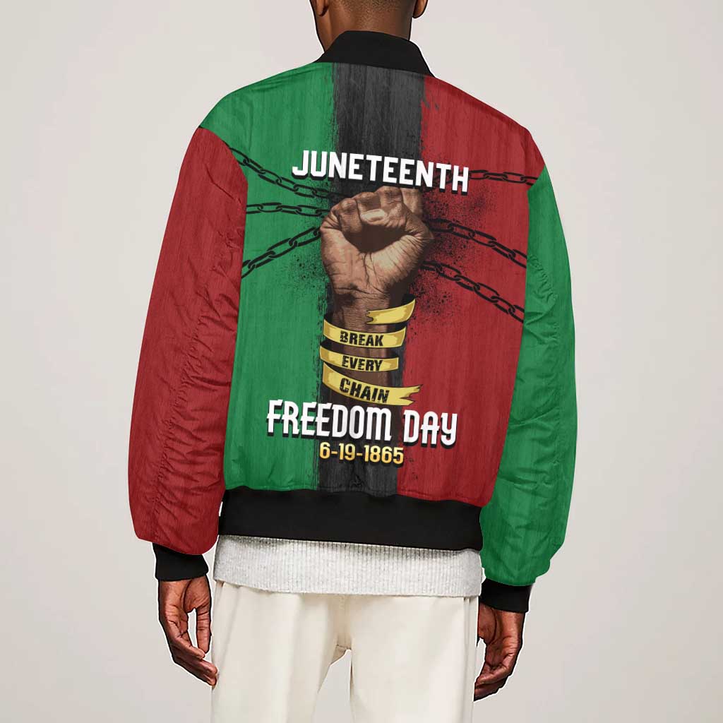 Juneteenth Freedom Day Sleeve Zip Bomber Jacket Black Pride Month