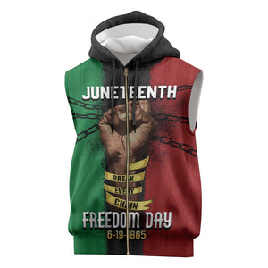 Juneteenth Freedom Day Sleeveless Zip Hoodie Black Pride Month - African Pride