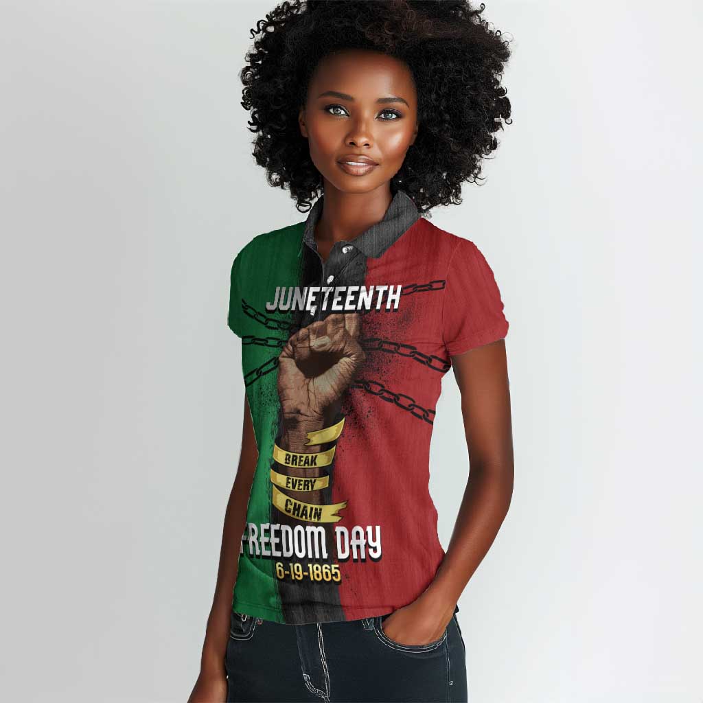 Juneteenth Freedom Day Women Polo Shirt Black Pride Month