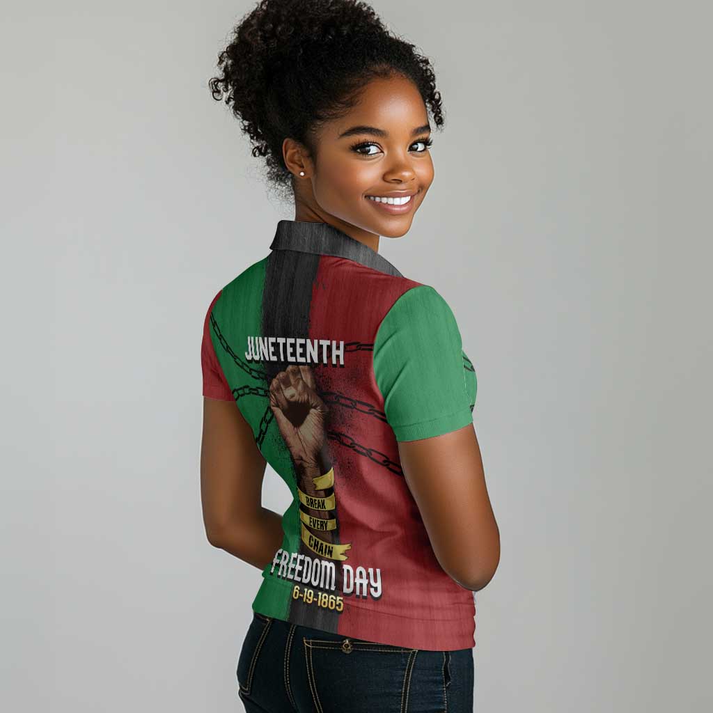 Juneteenth Freedom Day Women Polo Shirt Black Pride Month