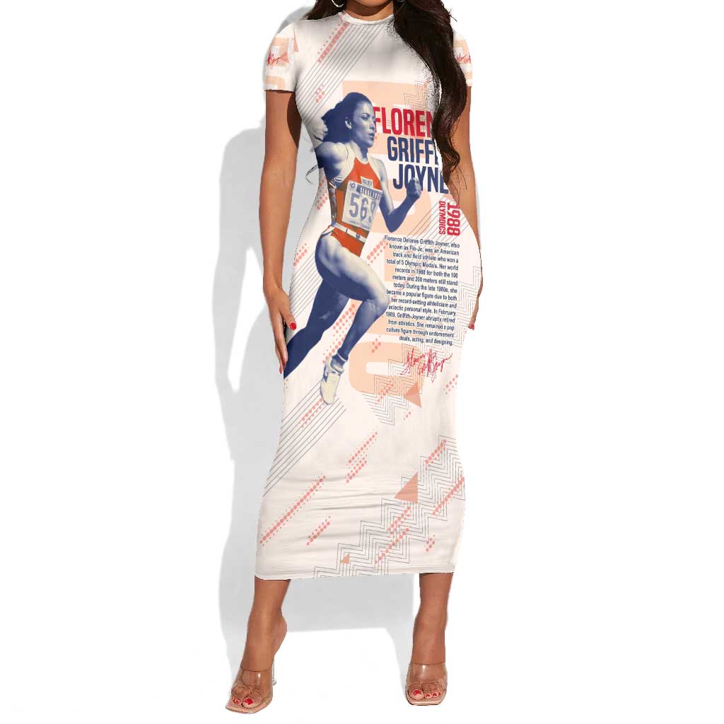 The Phenomenal Woman Flo-Jo Short Sleeve Bodycon Dress 1988 Olympic DT02