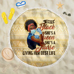 Afro Nurses Beach Blanket Black Queen African