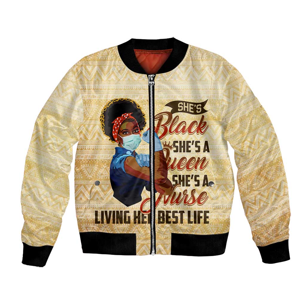 Afro Nurses Bomber Jacket Black Queen African