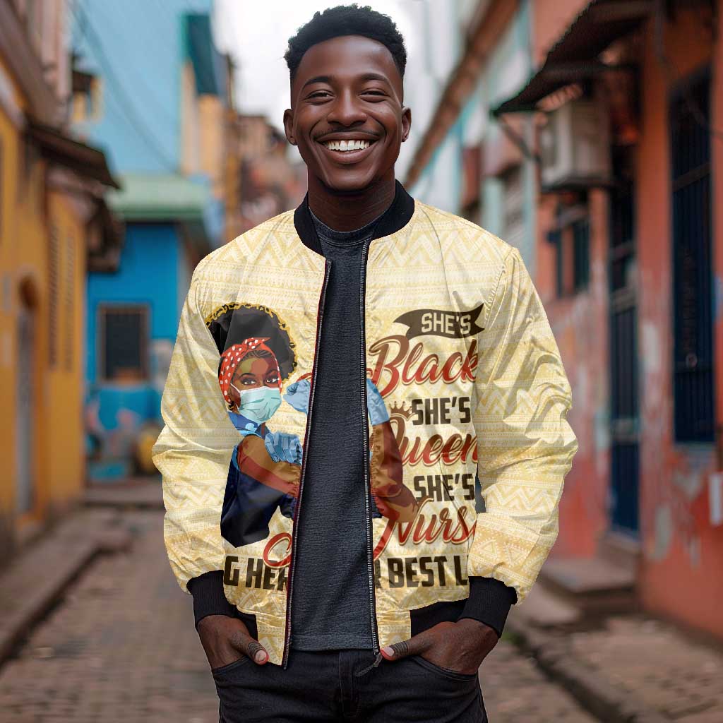 Afro Nurses Bomber Jacket Black Queen African
