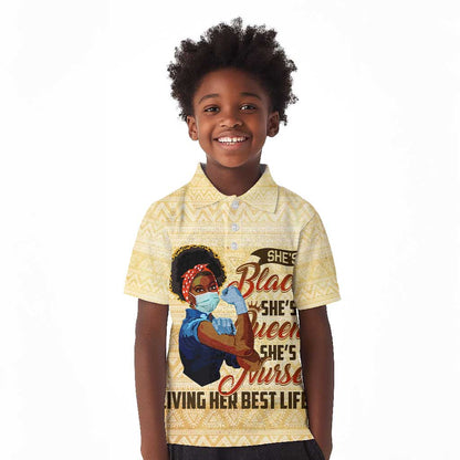 Afro Nurses Kid Polo Shirt Black Queen African