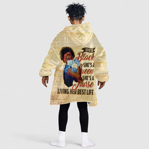 Afro Nurses KId Wearable Blanket Hoodie Black Queen African