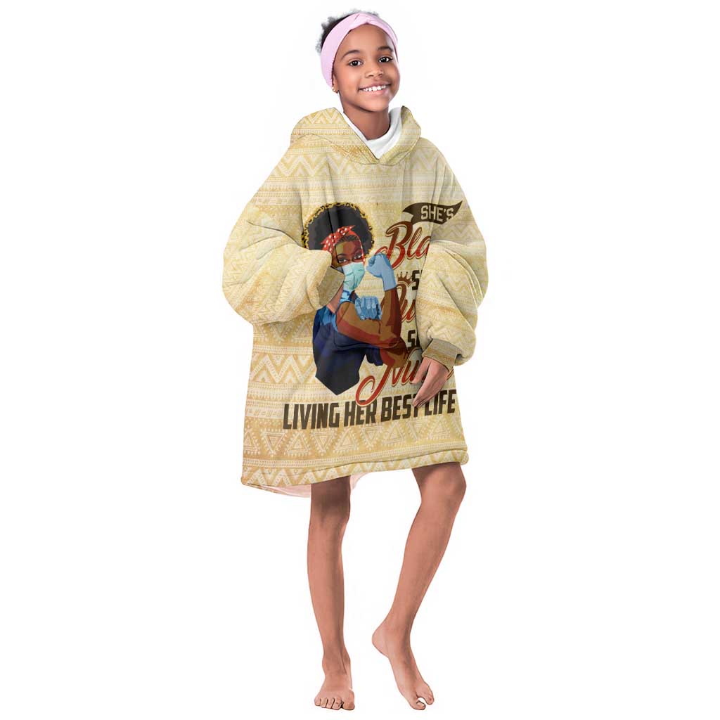 Afro Nurses KId Wearable Blanket Hoodie Black Queen African