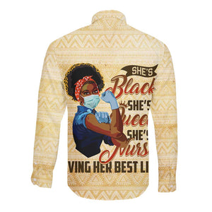 Afro Nurses Long Sleeve Button Shirt Black Queen African