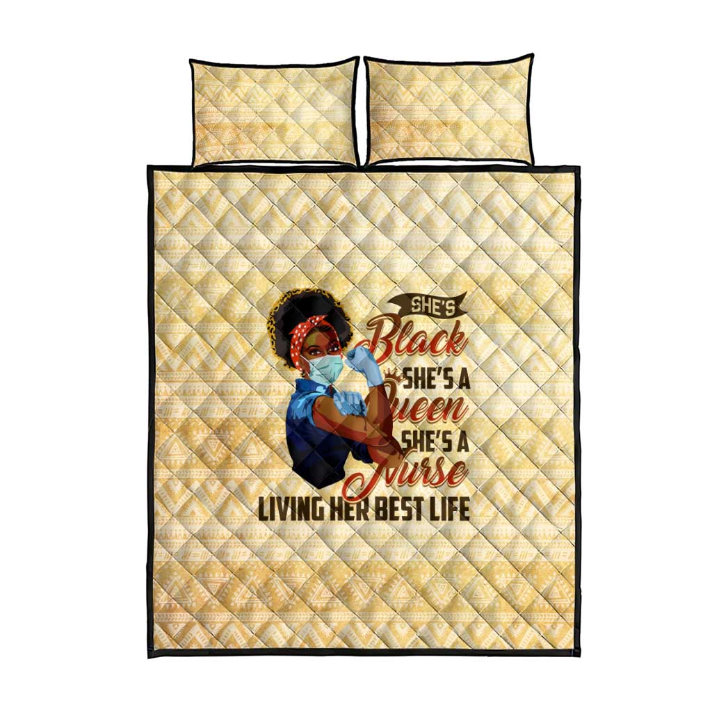 Afro Nurses Quilt Bed Set Black Queen African