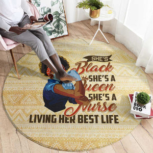 Afro Nurses Round Carpet Black Queen African