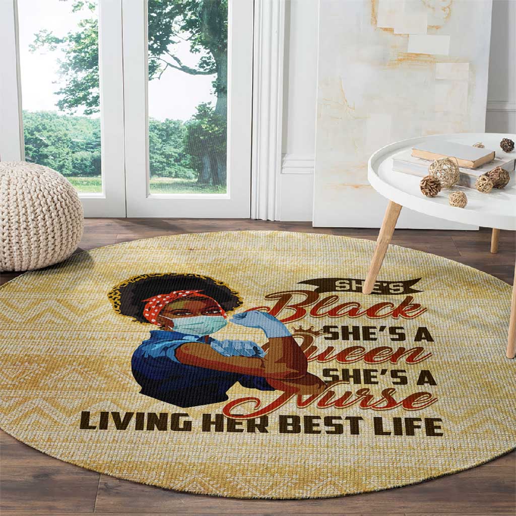 Afro Nurses Round Carpet Black Queen African