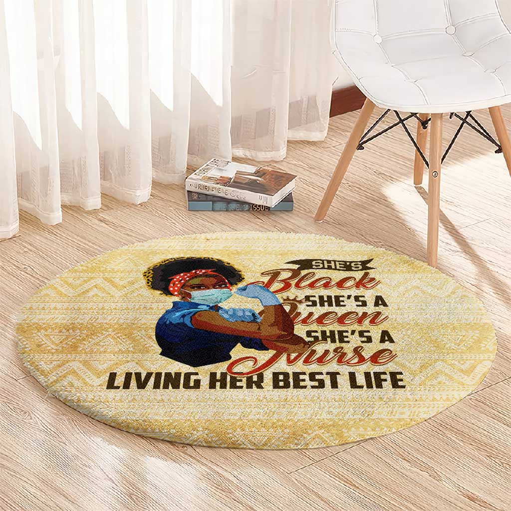 Afro Nurses Round Carpet Black Queen African