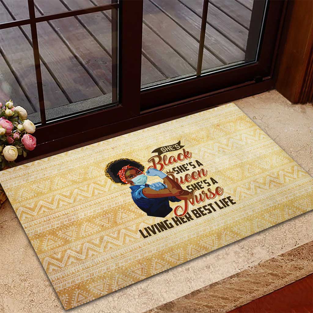 Afro Nurses Rubber Doormat Black Queen African