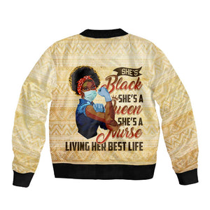 Afro Nurses Sleeve Zip Bomber Jacket Black Queen African
