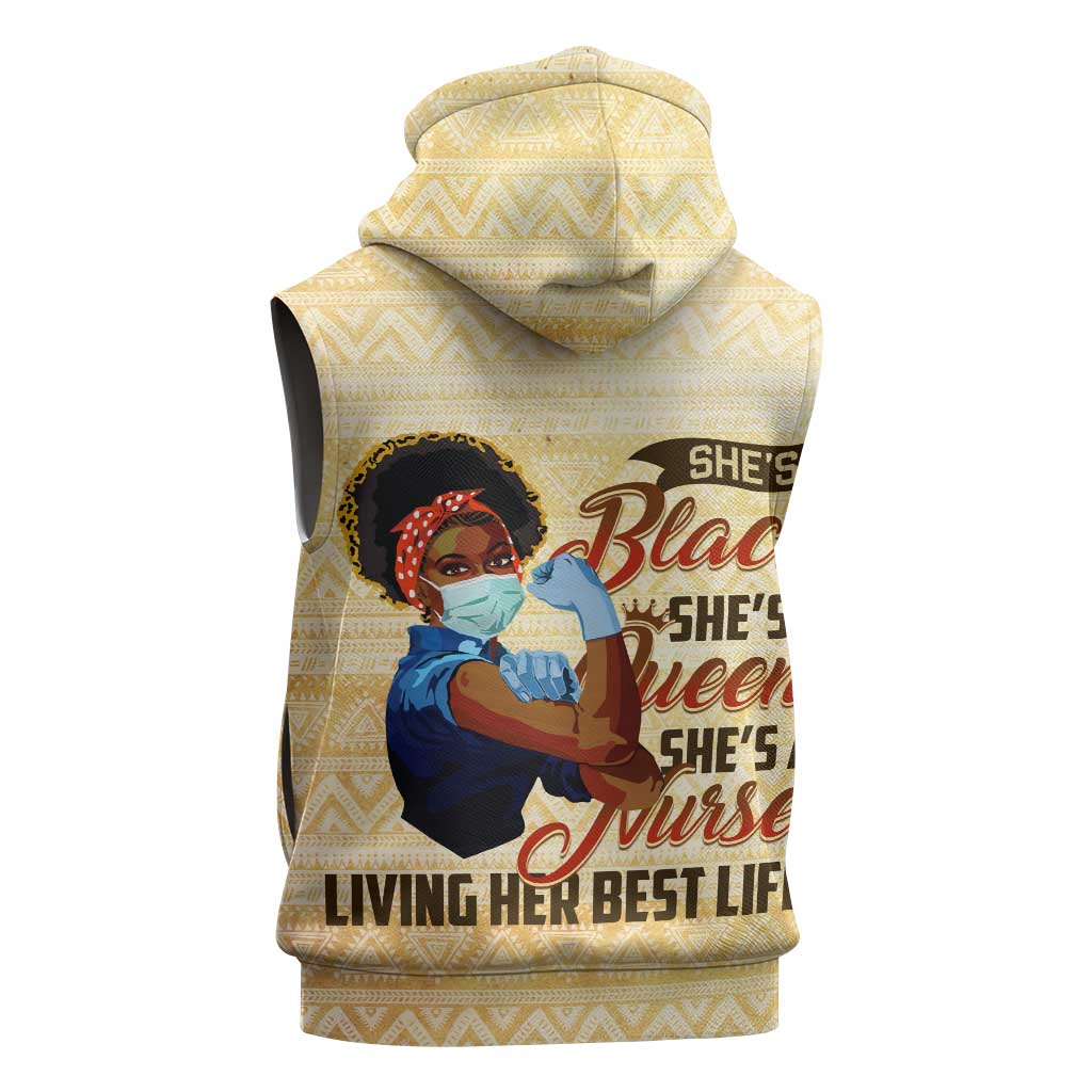 Afro Nurses Sleeveless Zip Hoodie Black Queen African - African Pride