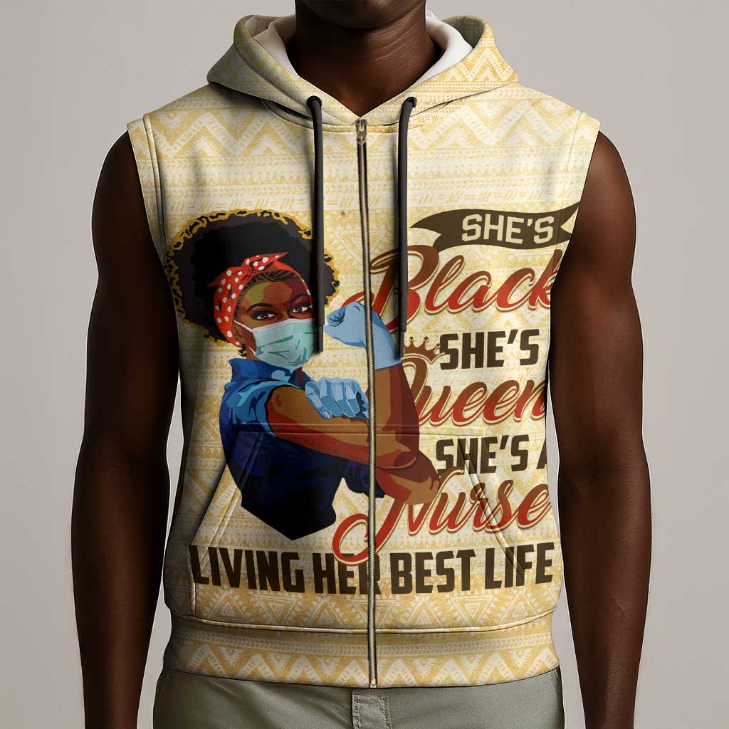 Afro Nurses Sleeveless Zip Hoodie Black Queen African - African Pride