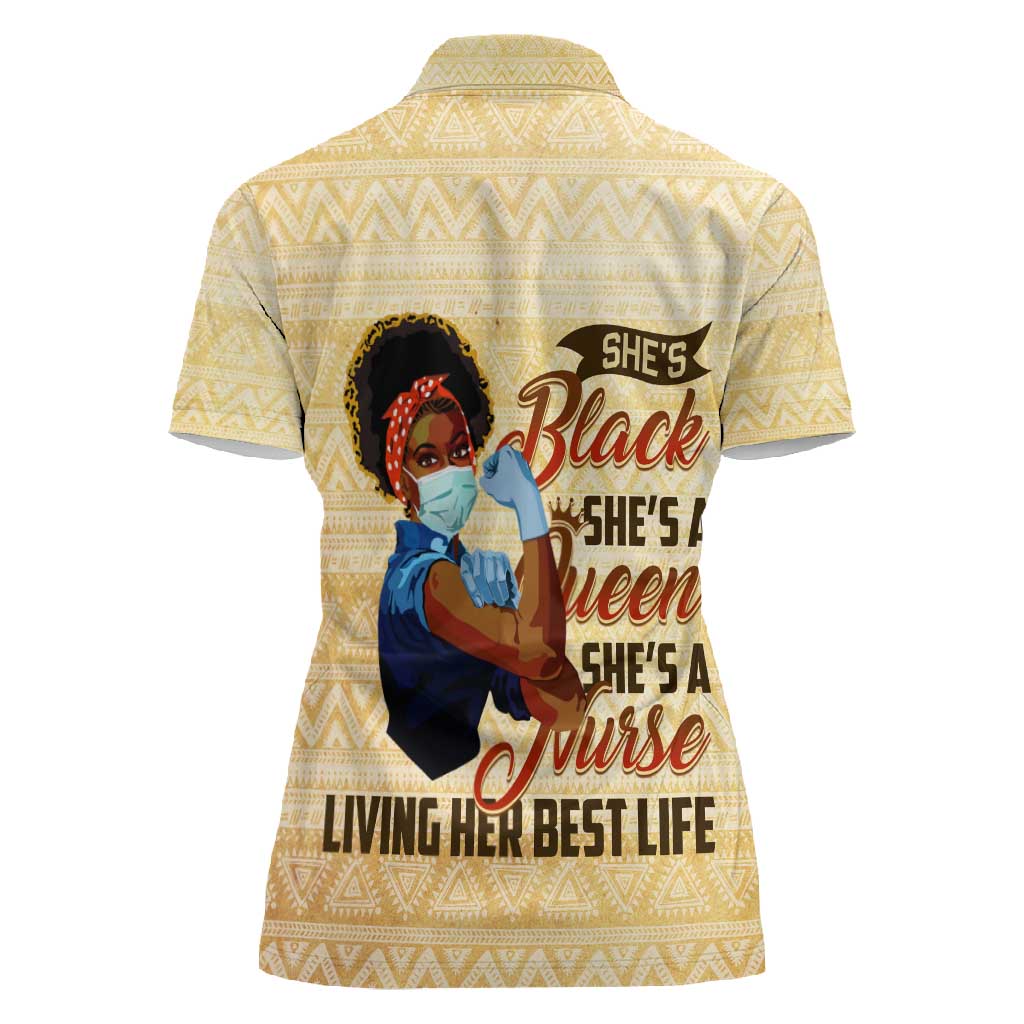 Afro Nurses Women Polo Shirt Black Queen African