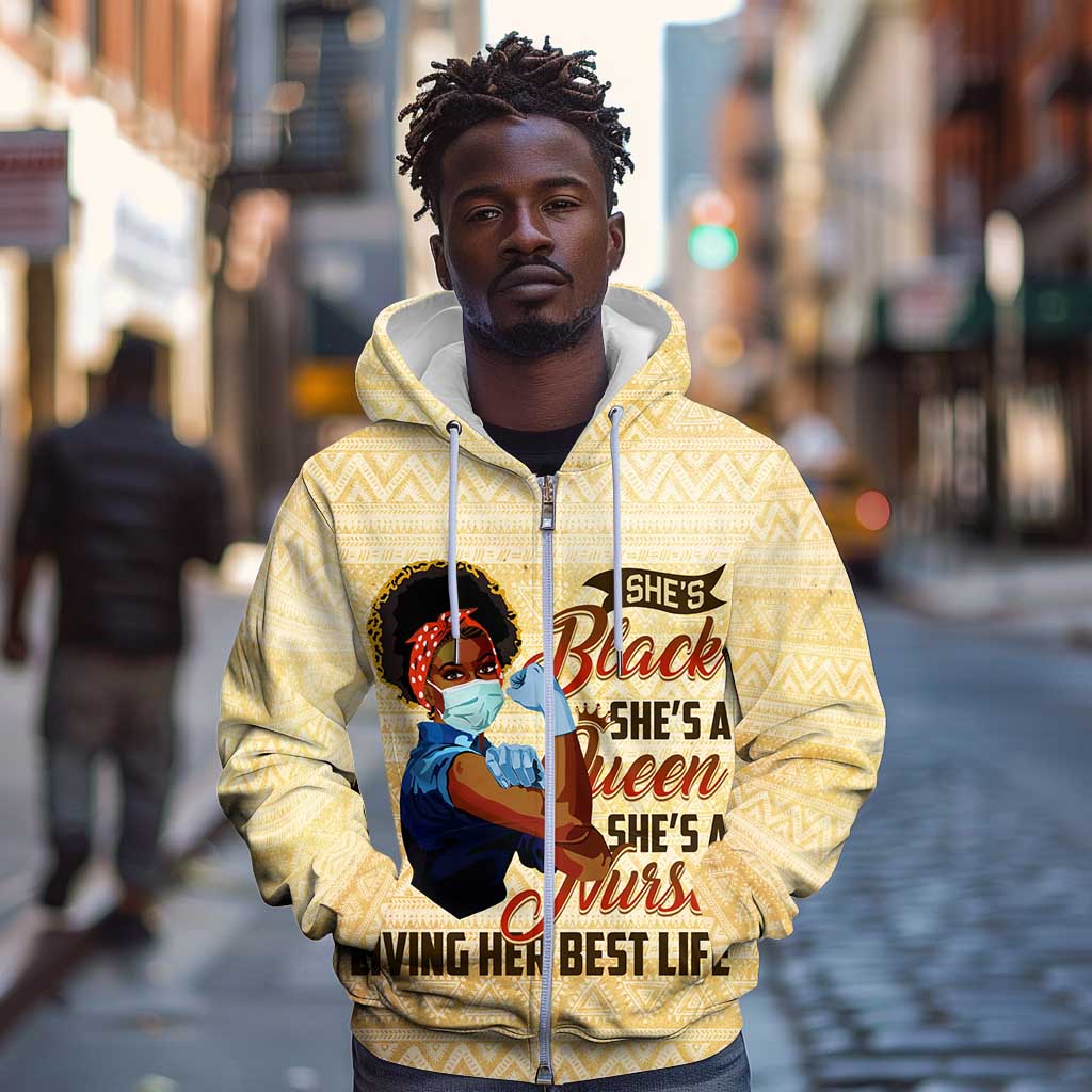 Afro Nurses Zip Hoodie Black Queen African