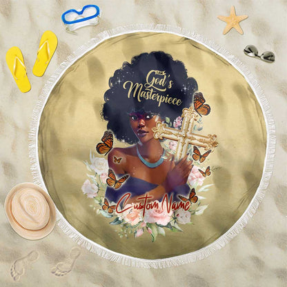 Personalized I Am God's Masterpiece Beach Blanket African Women