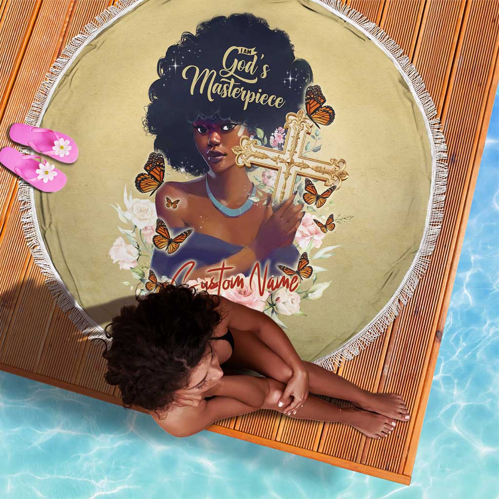 Personalized I Am God's Masterpiece Beach Blanket African Women