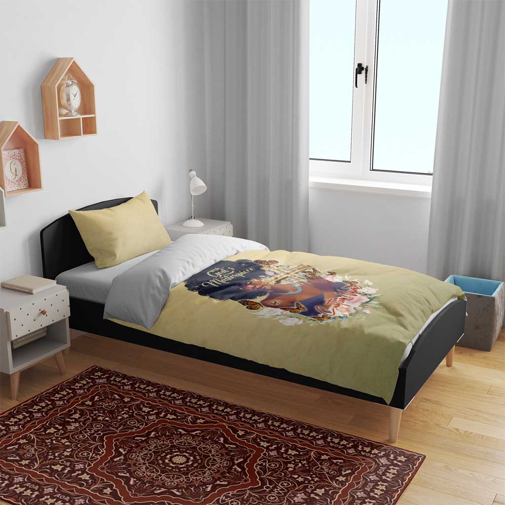 Personalized I Am God's Masterpiece Bedding Set African Women
