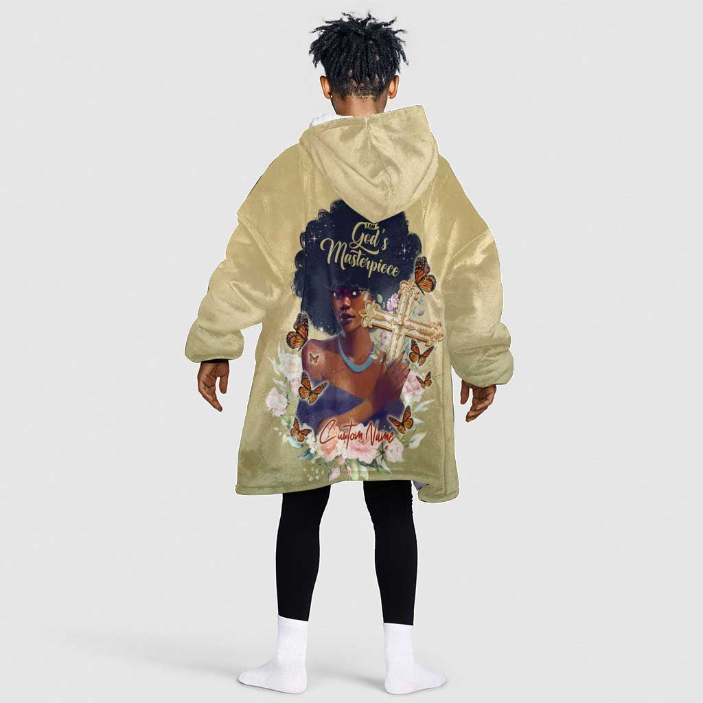 Personalized I Am God's Masterpiece KId Wearable Blanket Hoodie African Women