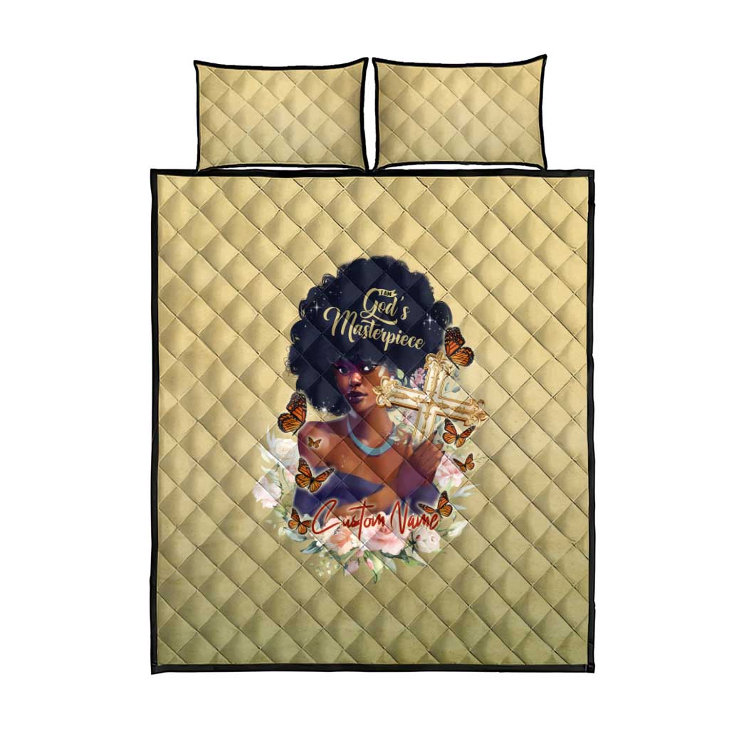 Personalized I Am God's Masterpiece Quilt Bed Set African Women