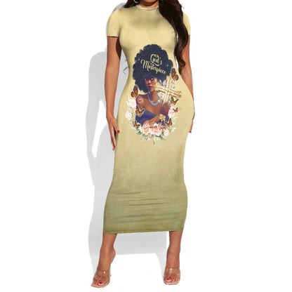 Personalized I Am God's Masterpiece Short Sleeve Bodycon Dress African Women DT02