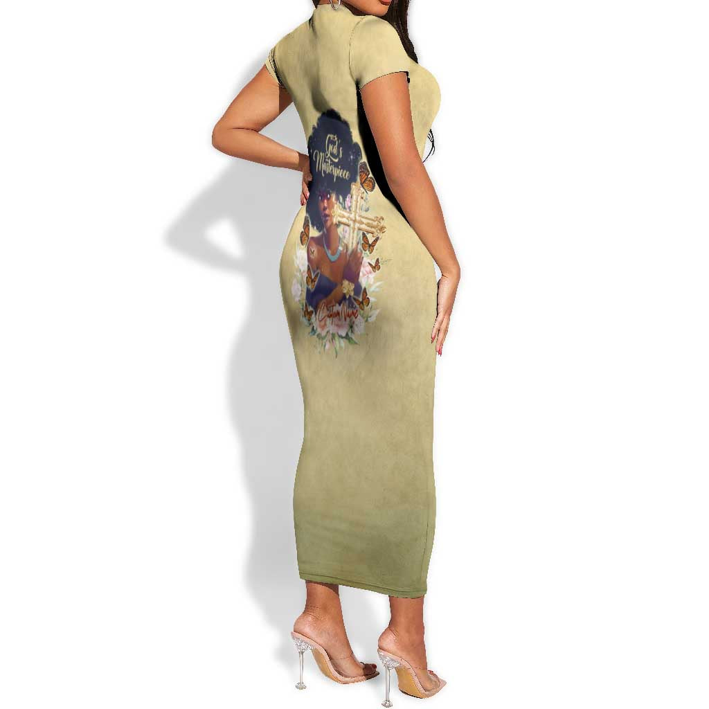 Personalized I Am God's Masterpiece Short Sleeve Bodycon Dress African Women DT02