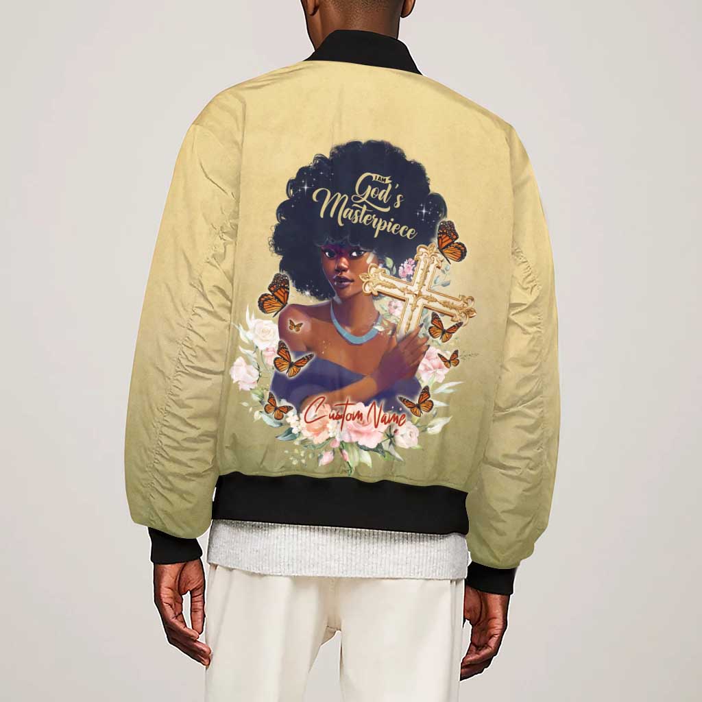 Personalized I Am God's Masterpiece Sleeve Zip Bomber Jacket African Women