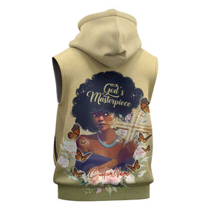 Personalized I Am God's Masterpiece Sleeveless Zip Hoodie African Women - African Pride
