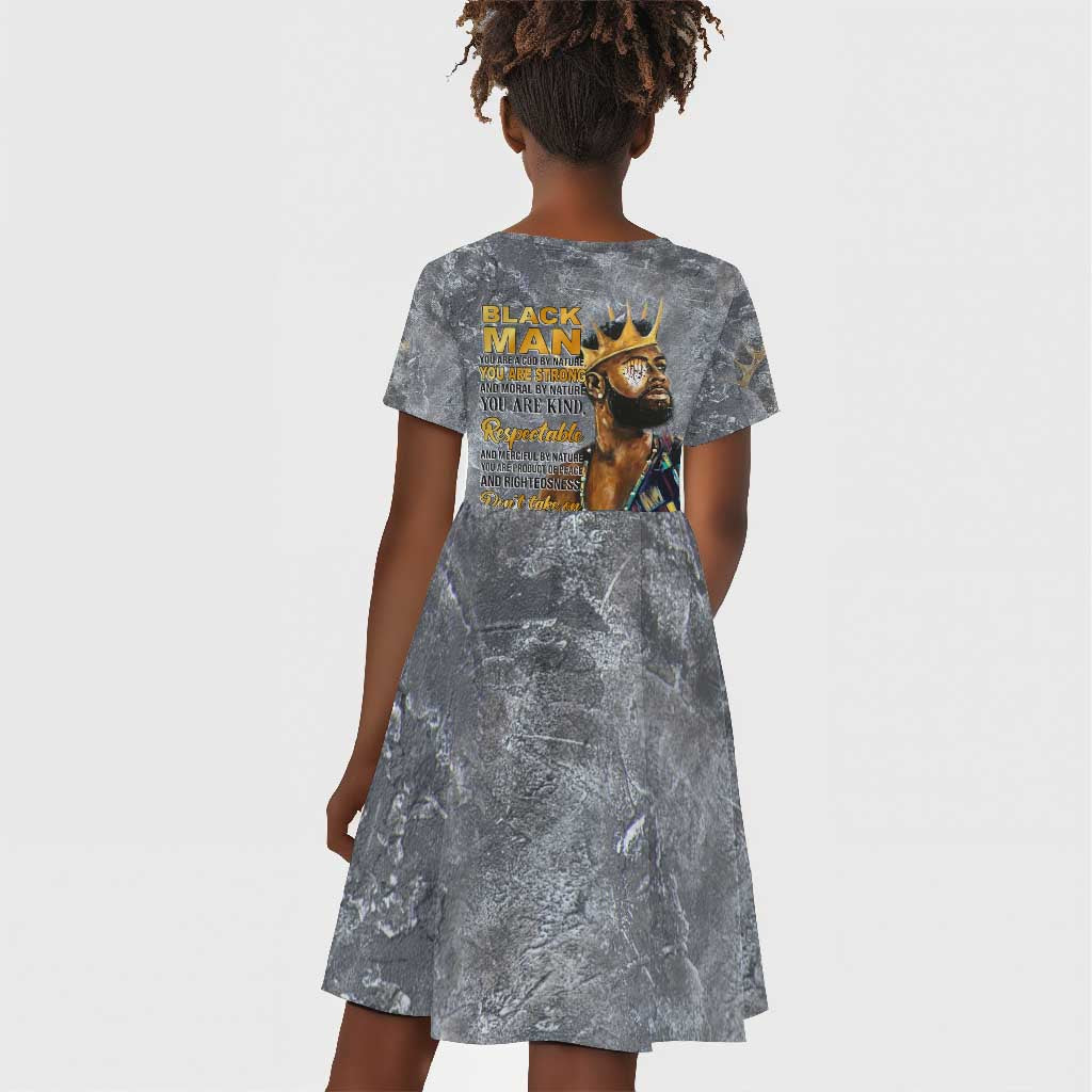 Black Man Africa Kid Short Sleeve Dress Naturally King