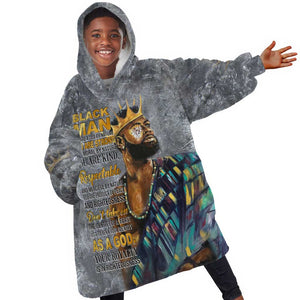 Black Man Africa KId Wearable Blanket Hoodie Naturally King