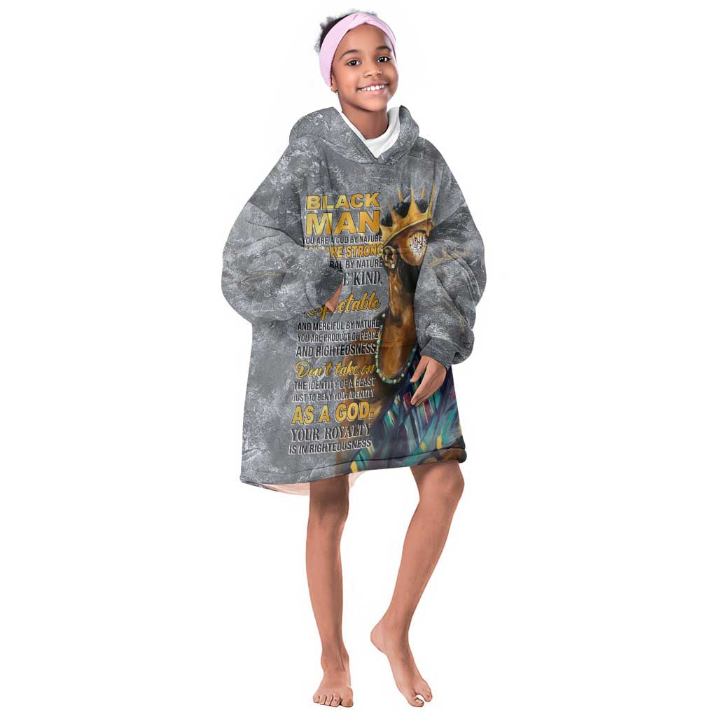 Black Man Africa KId Wearable Blanket Hoodie Naturally King