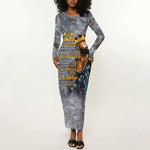 Black Man Africa Long Sleeve Bodycon Dress Naturally King DT02