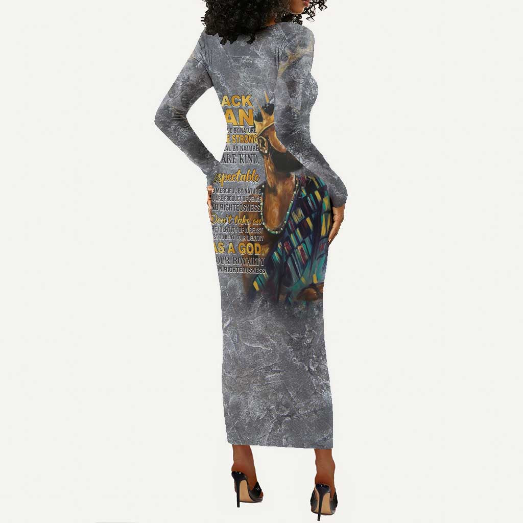 Black Man Africa Long Sleeve Bodycon Dress Naturally King DT02