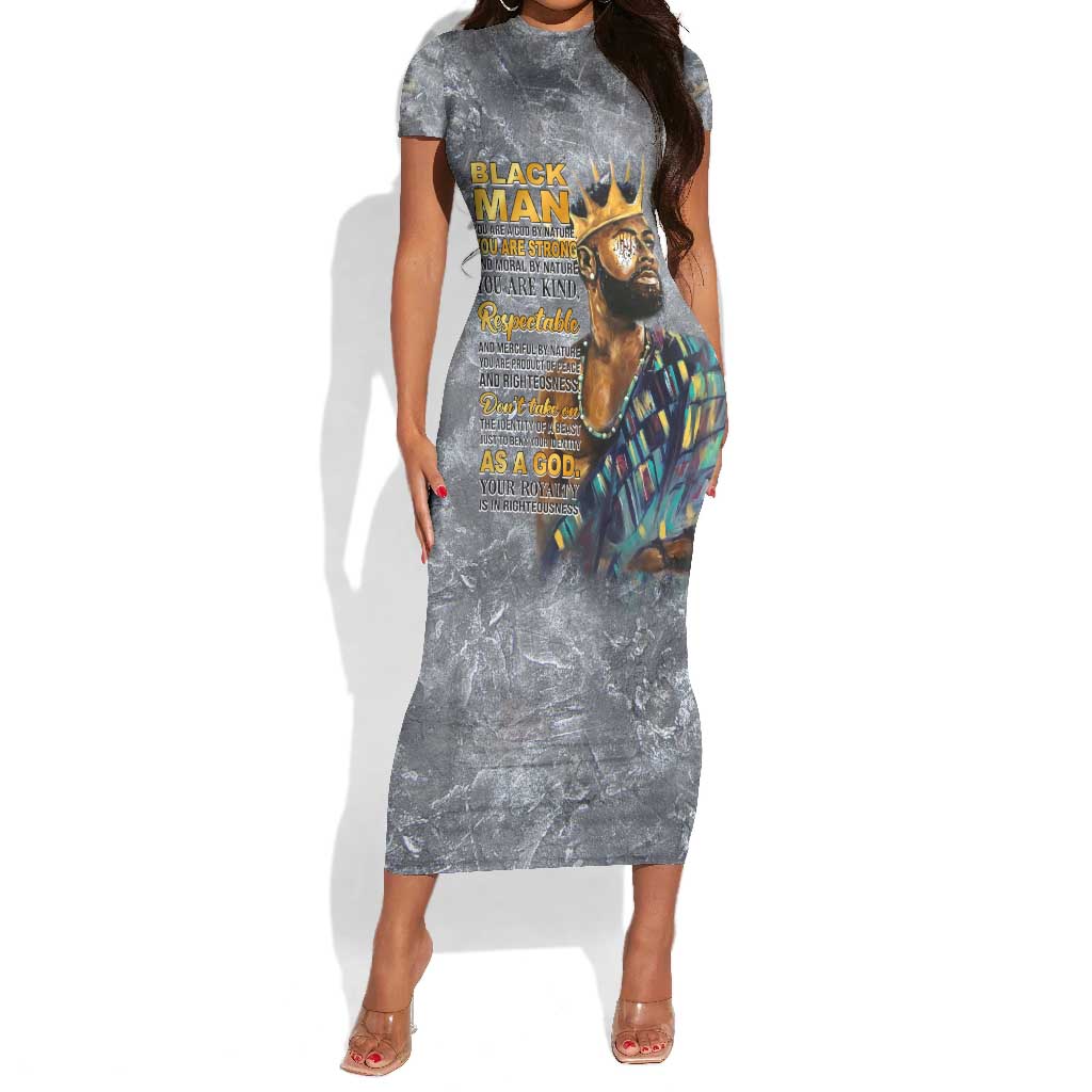 Black Man Africa Short Sleeve Bodycon Dress Naturally King DT02