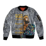Black Man Africa Sleeve Zip Bomber Jacket Naturally King