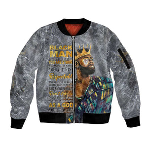 Black Man Africa Sleeve Zip Bomber Jacket Naturally King