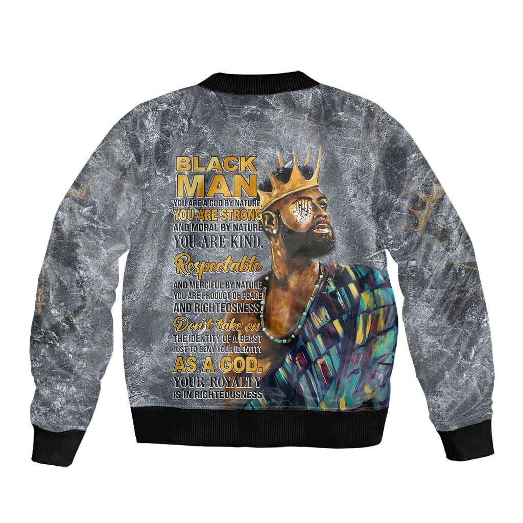 Black Man Africa Sleeve Zip Bomber Jacket Naturally King