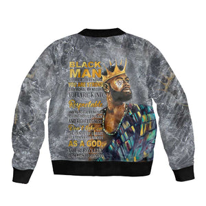 Black Man Africa Sleeve Zip Bomber Jacket Naturally King