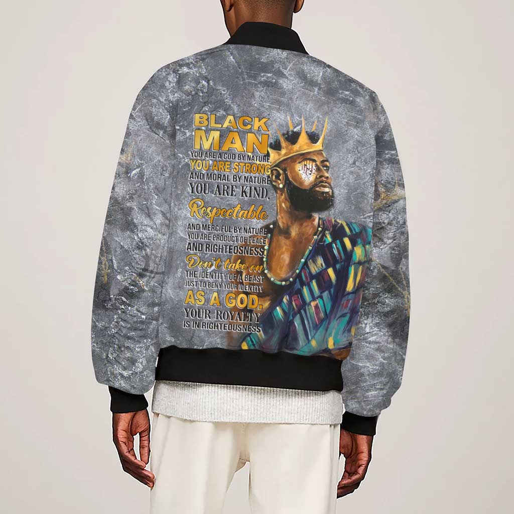 Black Man Africa Sleeve Zip Bomber Jacket Naturally King