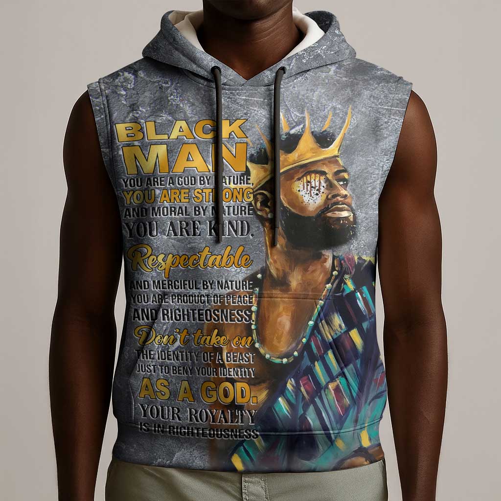 Black Man Africa Sleeveless Hoodie Naturally King - African Pride