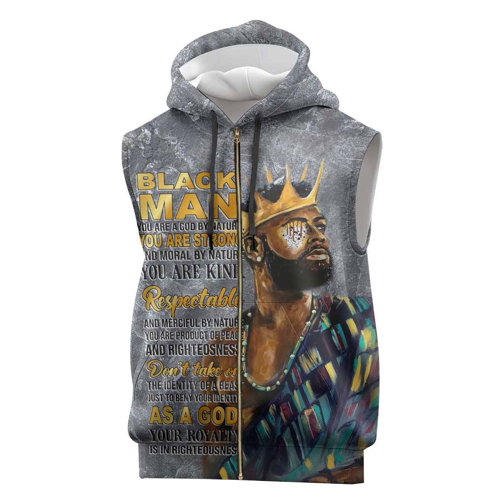 Black Man Africa Sleeveless Zip Hoodie Naturally King - African Pride