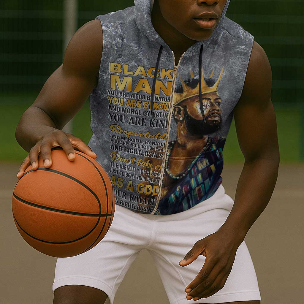 Black Man Africa Sleeveless Zip Hoodie Naturally King - African Pride