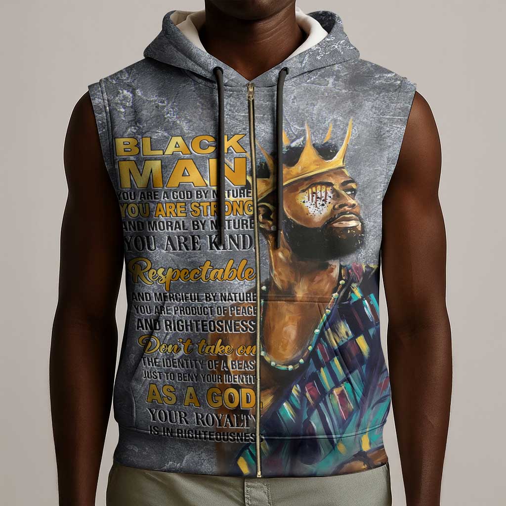 Black Man Africa Sleeveless Zip Hoodie Naturally King - African Pride