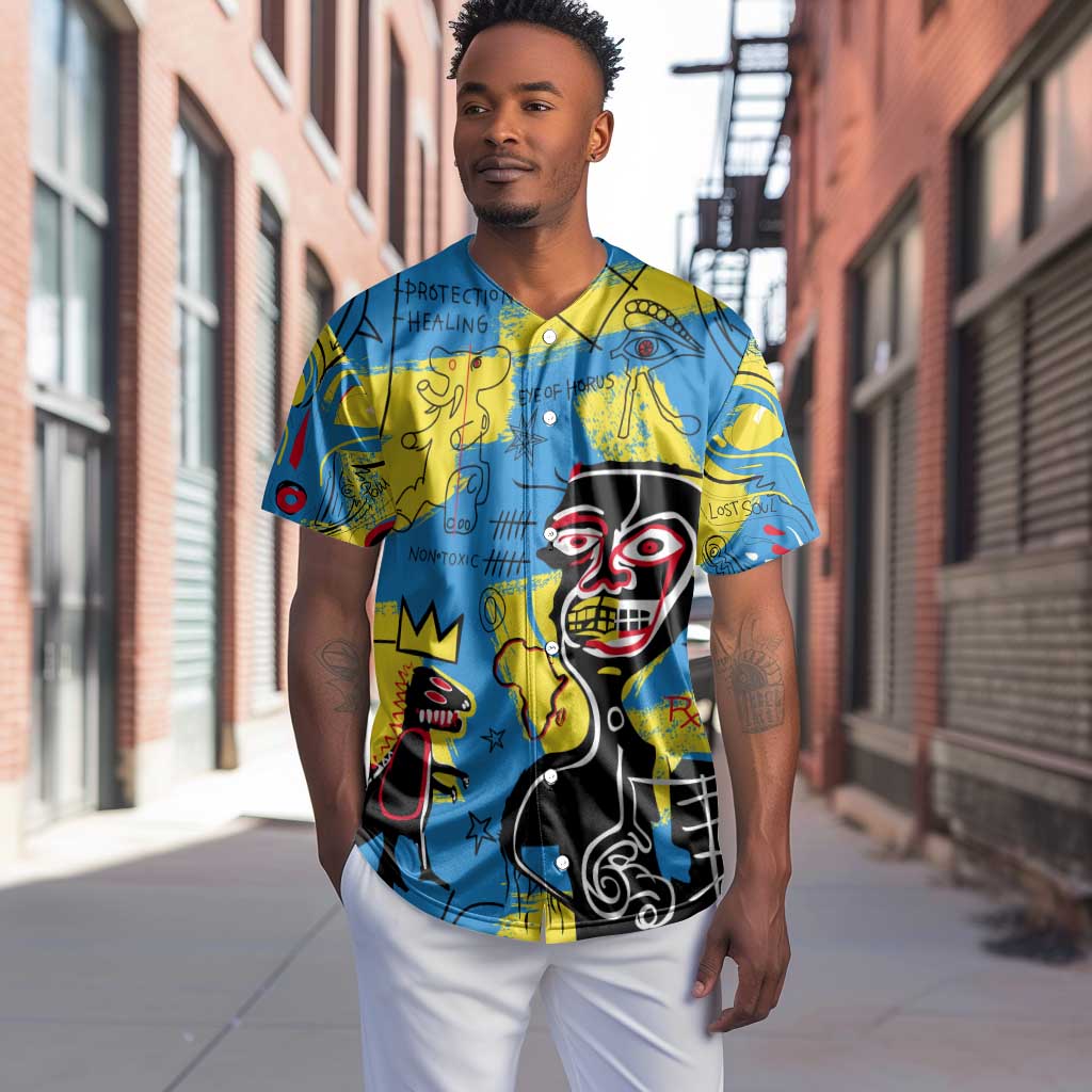 African Art Viva Underground Psychedelic Vintage Style Baseball Jersey