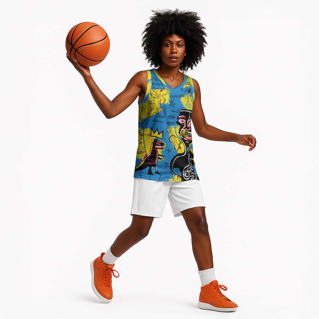 African Art Viva Underground Psychedelic Vintage Style Basketball Jersey - African Pride