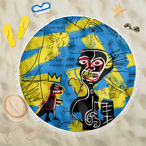African Art Viva Underground Psychedelic Vintage Style Beach Blanket