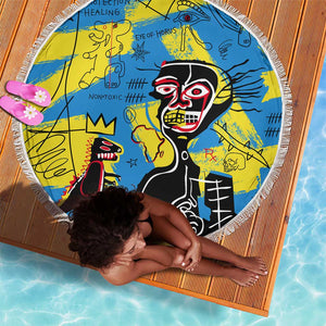 African Art Viva Underground Psychedelic Vintage Style Beach Blanket